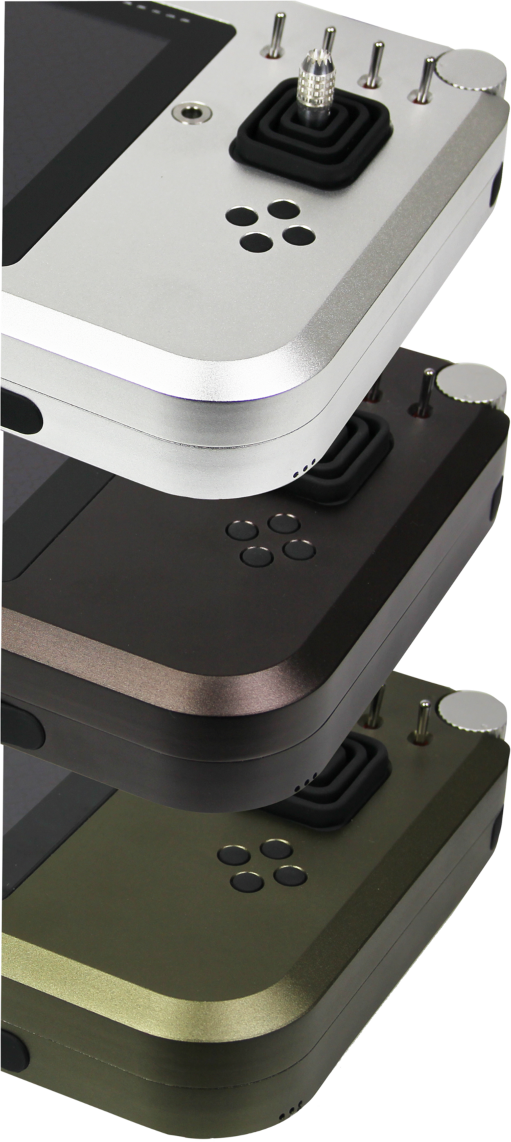 BeastTX colorways: silver, bronze and olive Cerakote and anodized finishes, stacked